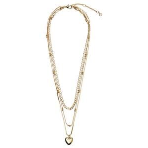 Victoria's Secret PINK Gold 3-Piece Layered Heart Necklace Set